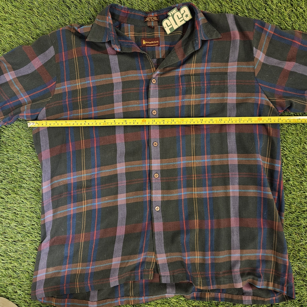 Men's Multicolor Plaid Button-Down Shirt Flannel Pendelton Style Vintage 70s 80s - Picture 8 of 11